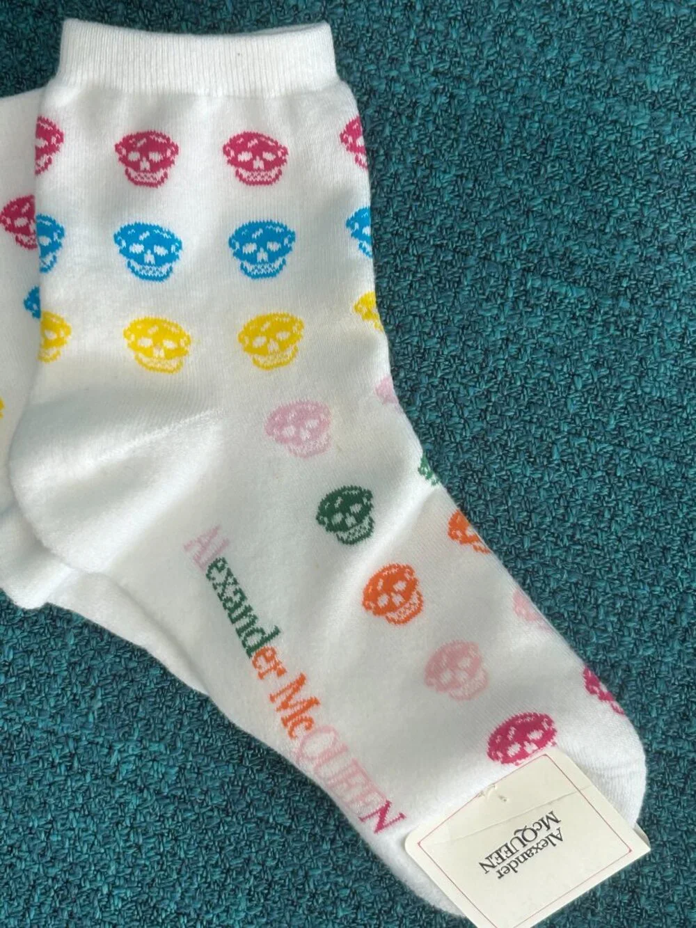 ALEXANDER MCQUEEN Colorful Skull Sock Cotton Blend Socks NWT